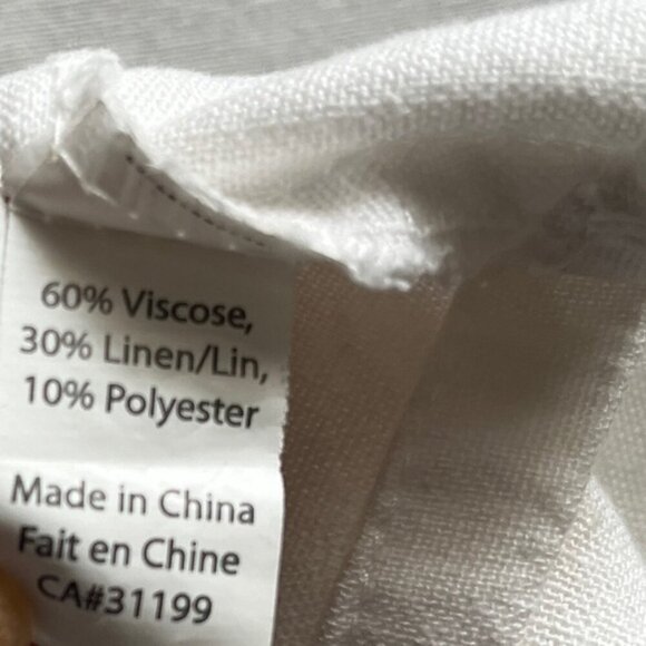 DKR Linen Viscose Relaxed Fit Long sleeveless white top with pockets Sz S - Picture 5 of 8